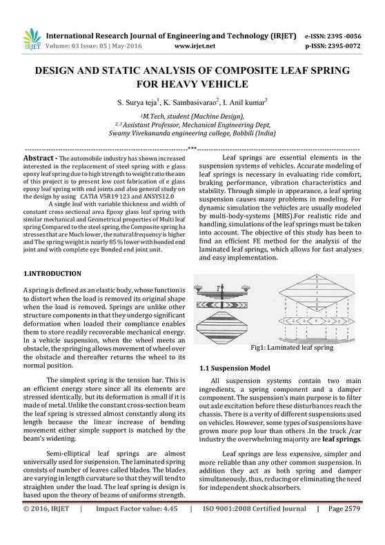 First page of the published Composite Leaf Spring research article